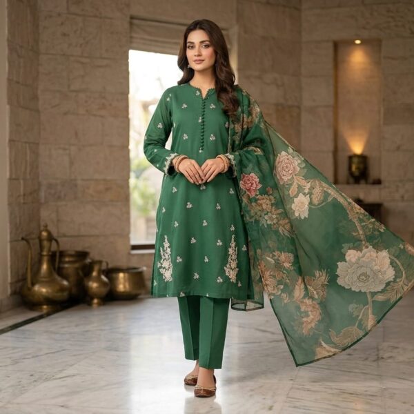 CROSS STITCH EMB LAWN 2-PC  SHIRT AND DUPTA