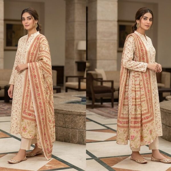 CROSS STITCH PRINTED LAWN  2- PC  SHIRT AND DUPTA